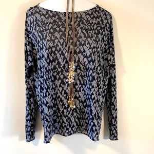 Three Dots cotton poly sheer top